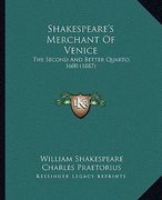 shakespeare's merchant of venice: the second and better quarto, 1600 (1887) (en Inglés)