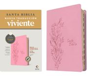 Biblia de referencia en la columna central NTV, letra grande con Filament (SentiPiel, Rosa, Índice, Letra Roja)