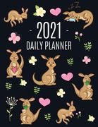 Kangaroo Daily Planner 2021: Cute Animal Calendar Scheduler for Girls Pretty & Large Weekly Agenda with Australian Outback Animal, Pink Hearts + Bu (en Inglés)