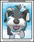 MINIATURE SCHNAUZERS Set-of-12 (8" x 10") Gallery Wall Art Decor Color Prints: Cool Lovable Cute Puppy Dog Painting Colorful Abstract Graphic Modern U (en Inglés)