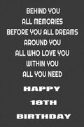 Behind You All Memories Before You All Dreams Around You All Who Love You Within You All You Need Happy 18th Birthday (en Inglés)