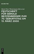 Festschrift für Gerold Bezzenberger zum 70. Geburtstag am 13. März 2000 (en Alemán)