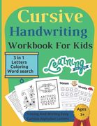 Cursive Handwriting Workbook For Kids: 3 in 1 Writing Practice Book to Master Letters, coloring & Word Search / 112 Pages / 8.5 x 11 / book 5 (en Inglés)