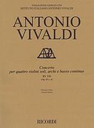 Concerto e Minor 4 Violins Strings Continuo Rv550 (Op. 3 no. 4) Score (en Inglés)