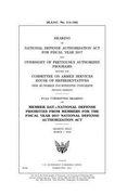 Hearing on National Defense Authorization Act for Fiscal Year 2017 and oversight of previously authorized programs before the Committee on Armed Servi