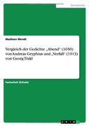 Vergleich der Gedichte „Abend" (1650) von Andreas Gryphius und „Verfall" (1913) von Georg Trakl (German Edition)