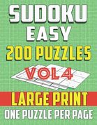 Sudoku Easy 200 Puzzles -Large print-One Puzzle Per Page: Brain Game for Beginners (vol4) (en Inglés)