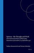 Spinoza - His Thought and Work: Entretiens in Jerusalem, 6-9 September 1977 (in French)