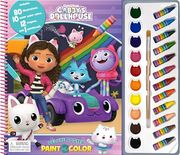 Gabby's Dollhouse Deluxe Poster Paint & Color - Coloring Book for Kids, 80 Illustrations, 10 Watercolor Paints, 12 Crayons, 1 Paint Brush (en Inglés)