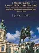 5 classical favorites arranged for two pianos, four hands: canon in d, eine kleine nachtmusik, peer gynt and more (en Inglés)