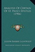 analysis of certain of st. paul's epistles (1906)