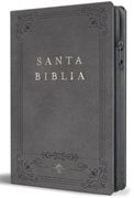 Biblia RVR 1960 letra grande tamaño manual, Piel gris con cremallera e índice / Spanish Bible RVR 1960 Handy Size Large Print Gray Leathersoft with Zipper