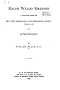 Ralph Waldo Emerson, A Paper Read Before the New York Genealogical and Biographical Society