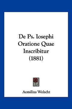 portada De Ps. Iosephi Oratione Quae Inscribitur (1881) (en Latin)