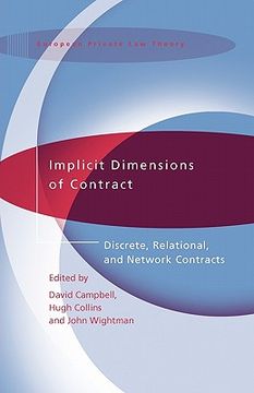 portada implicit dimensions of contract: discrete, relational and network contracts (en Inglés)