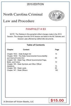 portada North Carolina Criminal Law and Procedure-Pamphlet 83 (en Inglés)