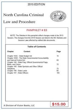 portada North Carolina Criminal Law and Procedure-Pamphlet 83