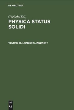 portada Physica Status Solidi, Volume 13, Number 1, January 1 