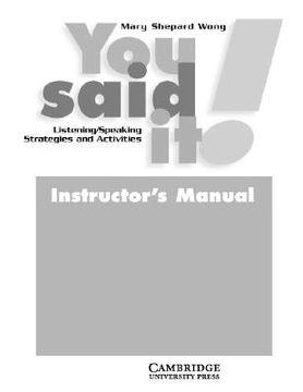 portada you said it!: listening/speaking strategies and activities (in English)