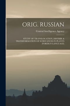 portada Orig. Russian: Study of Translocation, Distrib. & Transformation of Substances in Plants (Foreign Language) (en Inglés)