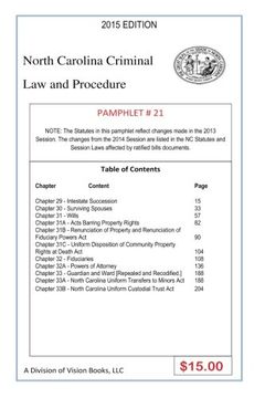 portada North Carolina Criminal Law and Procedure-Pamphlet 21