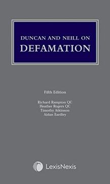 portada Duncan and Neill on Defamation (en Inglés)
