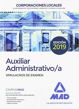portada Auxiliar Administrativo de Corporaciones Locales. Simulacros de Examen (in Spanish)
