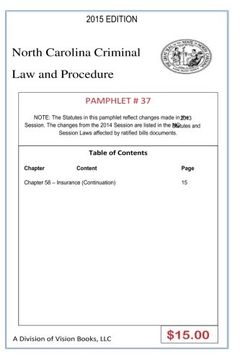 portada North Carolina Criminal Law and Procedure-Pamphlet 37