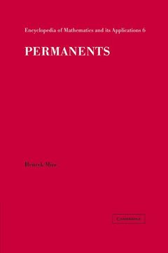 portada Permanents Paperback (Encyclopedia of Mathematics and its Applications) (en Inglés)