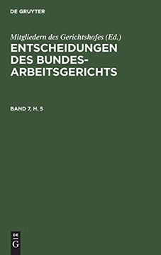 portada Entscheidungen des Bundesarbeitsgerichts. Band 7, h. 5 (German Edition) [Hardcover ] (en Alemán)