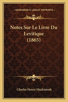 portada Notes Sur Le Livre Du Levitique (1865) (en Francés)