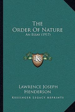 portada the order of nature: an essay (1917)