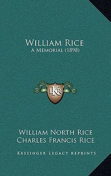 portada william rice: a memorial (1898) (en Inglés)