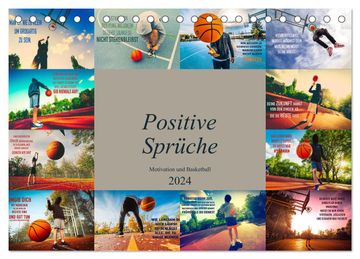 portada Positive Sprüche - Motivation und Basketball (Tischkalender 2024 din a5 Quer), Calvendo Monatskalender (en Alemán)