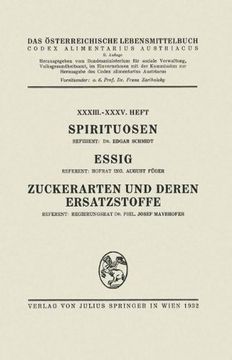 portada Spirituosen / Essig / Zuckerarten und deren Ersatzstoffe: XXXIII. – XXXV. Heft (German Edition)