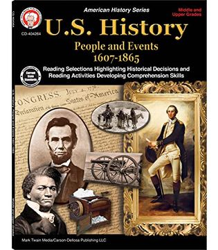 portada Mark Twain American History Books, Grades 6-12 People & Events From 1607—1865 us History Workbook, Declaration of Independence, California Gold Rush, pre Civil War, Classroom or Homeschool Curriculum