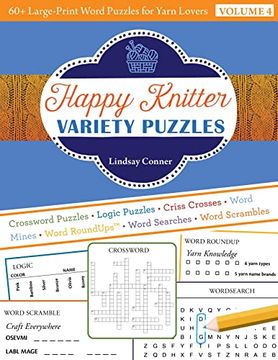 portada Happy Knitter Variety Puzzles: 60+ Large-Print Word Puzzles for Yarn Lovers (en Inglés)