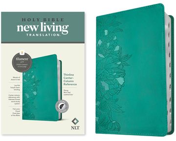 portada Holy Bible: New Living Translation, Peony Rich Teal, Leatherlike, Thinline Center-Column Reference Bible: Filament 