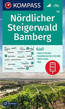 portada Kompass Wanderkarte 167 Nördlicher Steigerwald, Bamberg 1: 50. 000 (en Alemán)