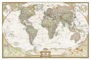 portada National Geographic: World Executive Wall map - Laminated (46 x 30. 5 Inches): Pp. Ngw622085: Laminated Executive Line (World Maps) (in English)