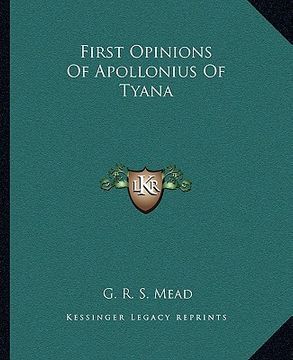 portada first opinions of apollonius of tyana (en Inglés)