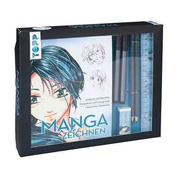portada Kreativ-Set Manga Zeichnen: Buch mit Manga-Grundkurs (32 Seiten, 14 x 21 cm, Softcover) Sowie Zeichenmaterial: Mangapapierblock a5 (20 Blatt, mit. 2 Bleistifte (Hb/ 2B), Radiergummi, Lineal (en Alemán)