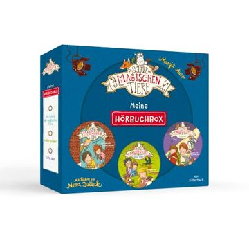 portada Die Schule der Magischen Tiere: Meine Hörbuchbox: »Die Schule der Magischen Tiere«, »Voller Löcher! «, »Licht Aus! «, 6 cds (en Alemán)