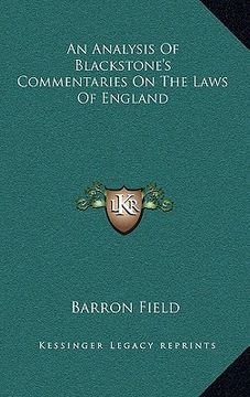 portada an analysis of blackstone's commentaries on the laws of england (en Inglés)