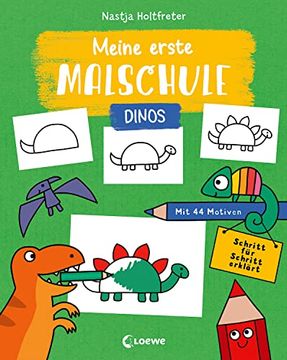 portada Meine Erste Malschule - Dinos: Mit 44 Motiven - Schritt für Schritt Erklärt - Kinderleicht Malen Lernen ab 3 Jahren (en Alemán)