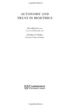 portada Autonomy and Trust in Bioethics Hardback (Gifford Lectures, 2001) (en Inglés)