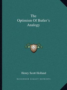 portada the optimism of butler's analogy (en Inglés)