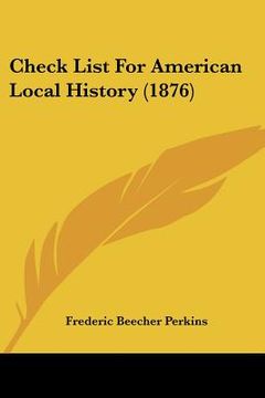 portada check list for american local history (1876) (en Inglés)