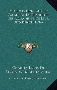 portada Considerations Sur Les Causes de La Grandeur Des Romains Et de Leur Decadence (1894)