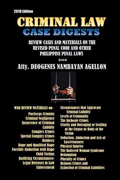 portada Criminal law Case Digests: And Review Materials on the Revised Penal Code and Other Philippine Penal Laws (1904-2019) (in English)